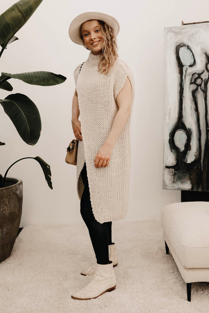 Mouwloze Jurk Sita beige