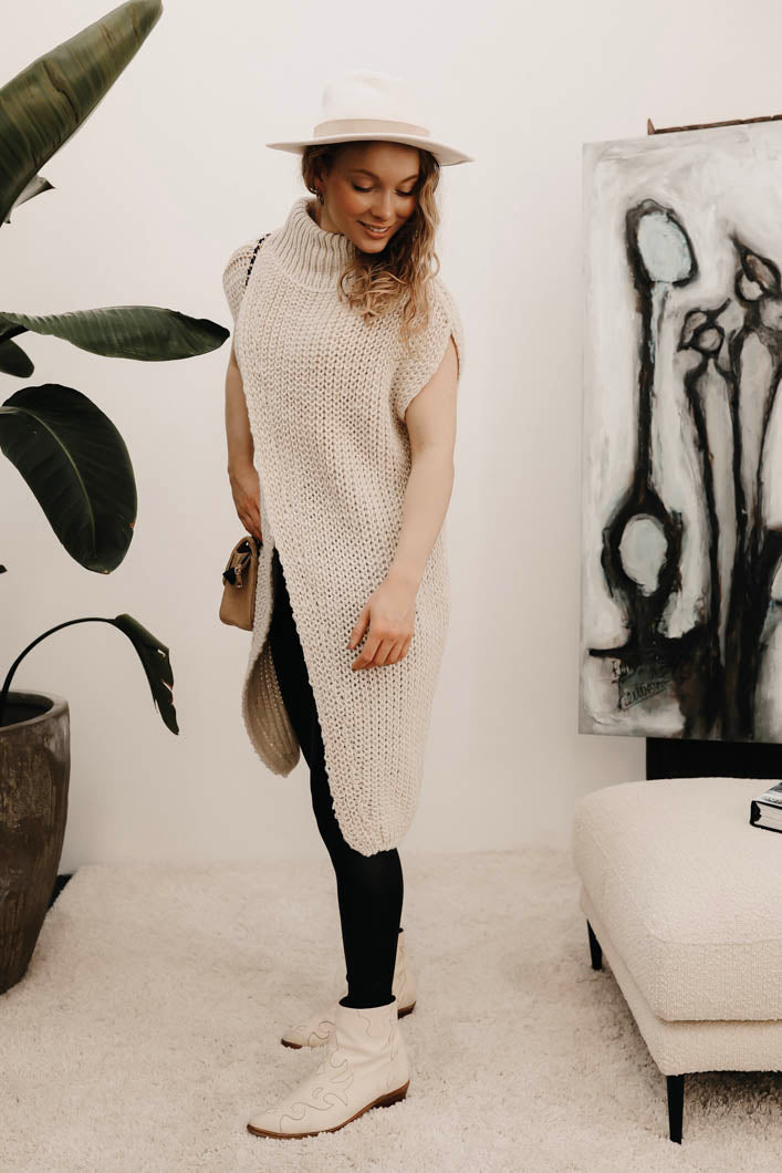 Mouwloze Jurk Sita beige