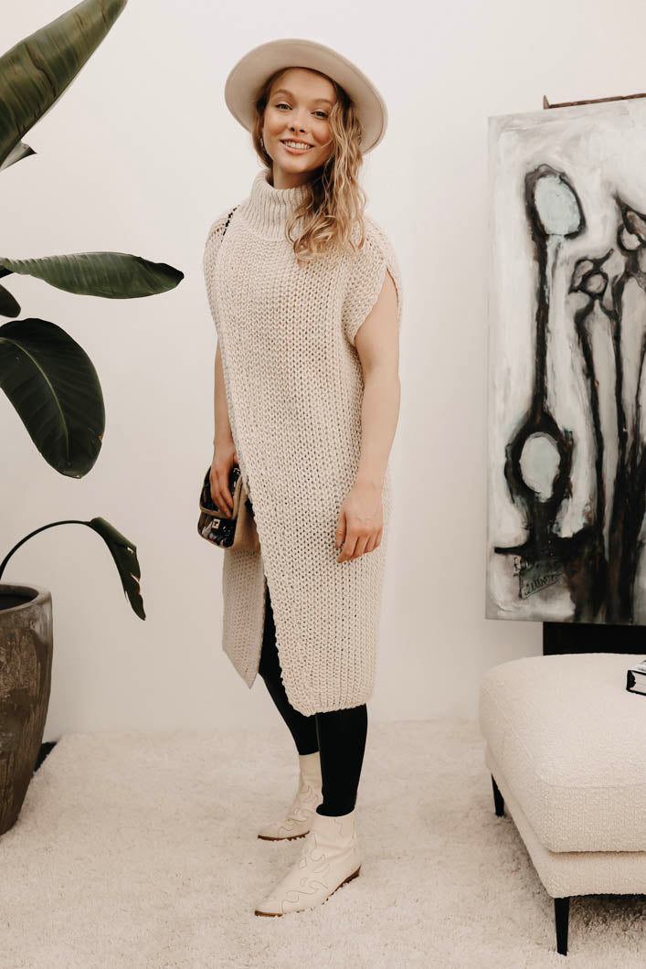 Mouwloze Jurk Sita beige